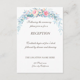 Aquarellfarbene Blume Polka Dots Hochzeitsempfang Begleitkarte