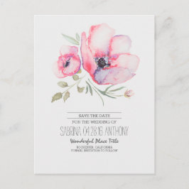 Aquarellfarbene Blume Romantisch Save the Date Ankündigungspostkarte