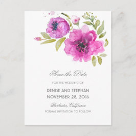 Aquarellfarbene Blume Romantische Save the Date Ankündigungspostkarte