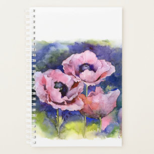 Aquarellfarbene Blume Rosa Mohnblüte Blume Planer