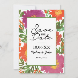 Aquarellfarbene Blume Save the Date Einladung