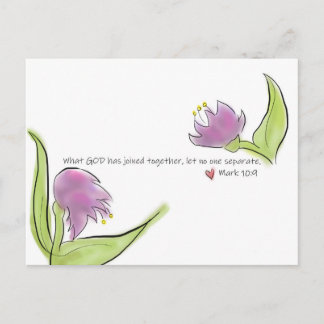 Aquarellfarbene Blume und Bibel Verse für Liebe Postkarte