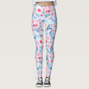 Aquarellfarbene Blume und Blätter 2 Leggings