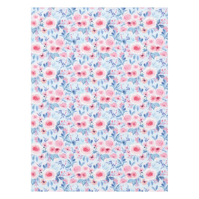 Aquarellfarbene Blume und Blätter 2 Tischdecke (Vorderseite)