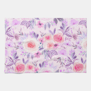 Aquarellfarbene Blume und Blätter 3 Geschirrtuch