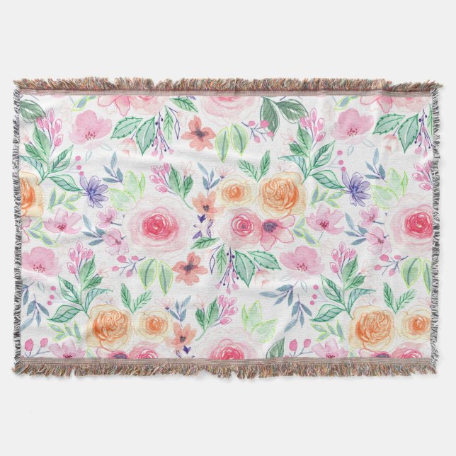 Aquarellfarbene Blume und Blätter Decke (Vorderseite)