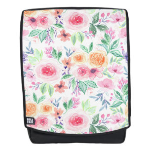 Aquarellfarbene Blume und Blätter Rucksack