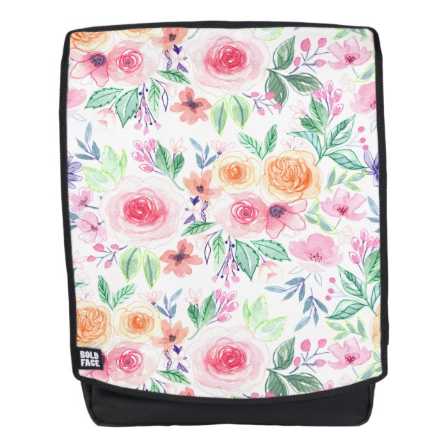 Aquarellfarbene Blume und Blätter Rucksack (Vorderseite)