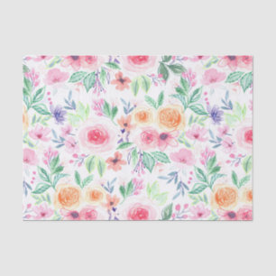 Aquarellfarbene Blume und Blätter Seidenpapier