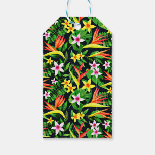 Aquarellfarbene Blume und Blumenmuster aus Frucht- Geschenkanhänger