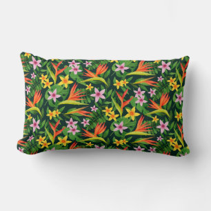 Aquarellfarbene Blume und Blumenmuster aus Frucht- Lendenkissen