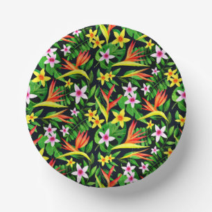 Aquarellfarbene Blume und Blumenmuster aus Frucht- Pappteller