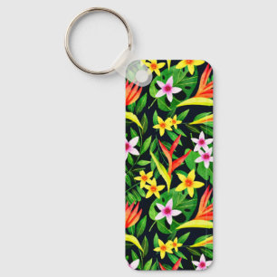 Aquarellfarbene Blume und Blumenmuster aus Frucht- Schlüsselanhänger