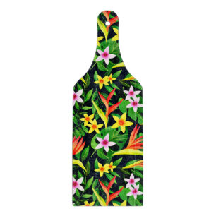 Aquarellfarbene Blume und Blumenmuster aus Frucht- Schneidebrett