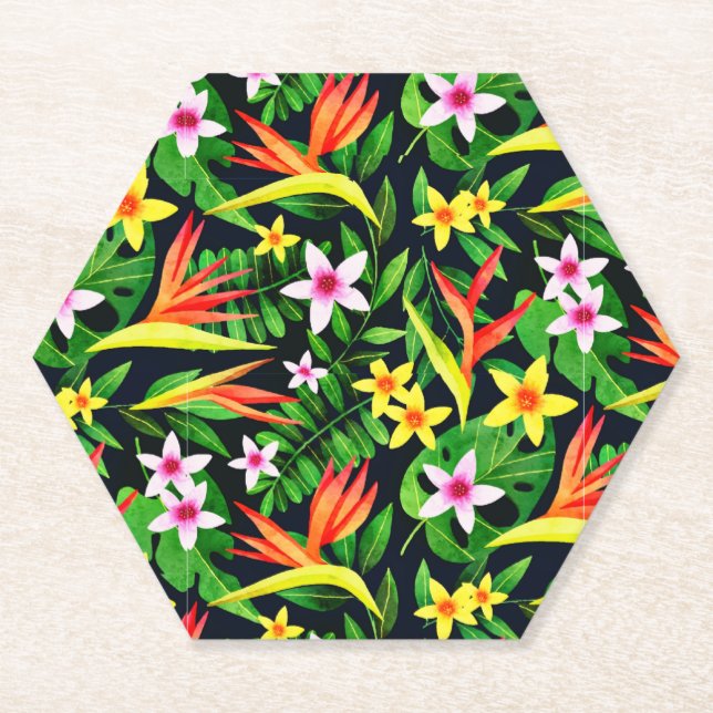 Aquarellfarbene Blume und Blumenmuster aus Frucht- Untersetzer (Vorderseite)