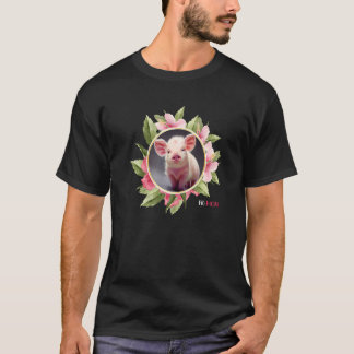 Aquarellfarbene Blume und Schwein mit Sonnenbrille T-Shirt