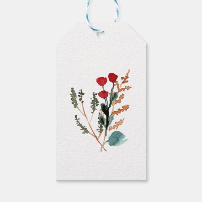 Aquarellfarbene Blume Vintag Geschenkanhänger (Rückseite)