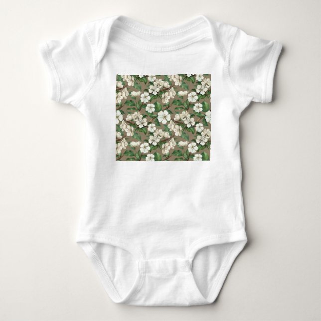 Aquarellfarbene Blume: Vintages Muster. Baby Strampler (Vorderseite)