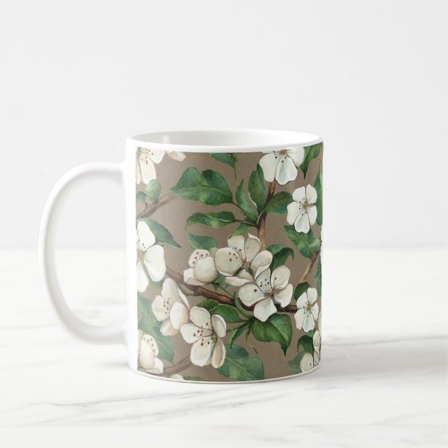 Aquarellfarbene Blume: Vintages Muster. Kaffeetasse (Links)