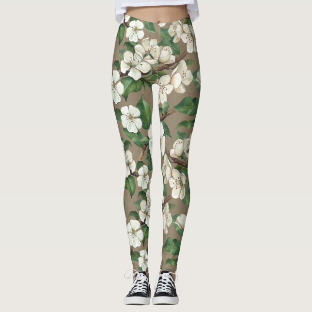 Aquarellfarbene Blume: Vintages Muster. Leggings (Vorderseite)