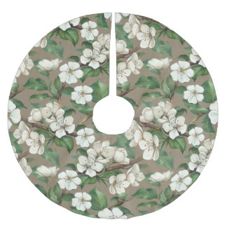 Aquarellfarbene Blume: Vintages Muster. Polyester Weihnachtsbaumdecke