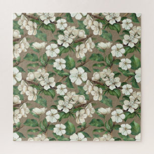 Aquarellfarbene Blume: Vintages Muster. Puzzle