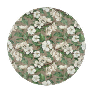 Aquarellfarbene Blume: Vintages Muster. Schneidebrett