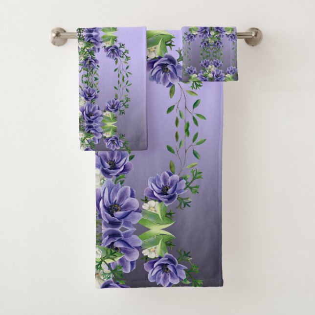 Aquarellfarbene Blumen Handtuchhandtuch Set (Insitu)
