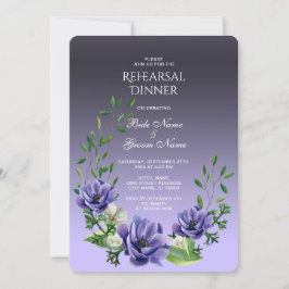 Aquarellfarbene Blumen Probe Abendessen Einladung