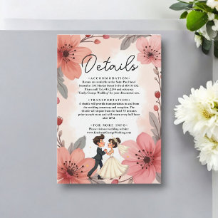 Aquarellfarbene Blumenbrille und Hochzeitsfeier Begleitkarte