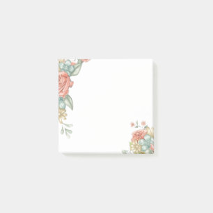 Aquarellfarbene Blumengrenzen Post-it Klebezettel