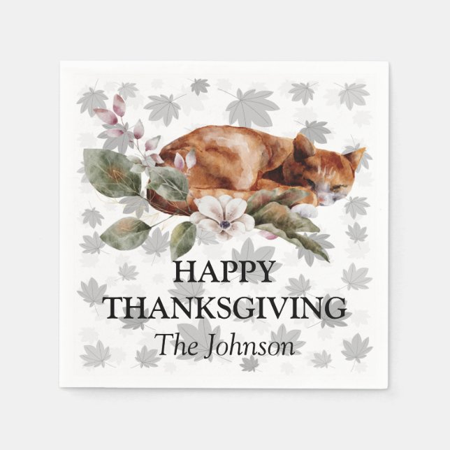 Aquarellfarbene Blumenkäse Ahorn Blätter Erntedank Serviette (Vorderseite)