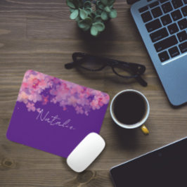 Aquarellfarbene Blumenkoralle lila Name Maus-Pad Mousepad