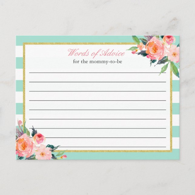 Aquarellfarbene Blumenminze Grüne Wörter der Raten Hinweiskarte (Vorderseite)