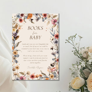 Aquarellfarbene Blütenbeige Babydusche Bücher für Begleitkarte