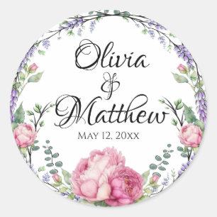 Aquarellfarbene Blütenblätter Runder Aufkleber