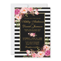 Aquarellfarbene Blütenrosa Blush Gold Black Weddin
