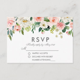 Aquarellfarbene Blütenrosa Silberne UAWG Wedding RSVP Karte
