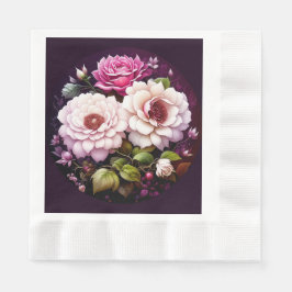Aquarellfarbene Blütenrosa und violette Blumen Serviette