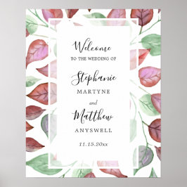 Aquarellfarbene Burgundy-Blätter Foliage Poster