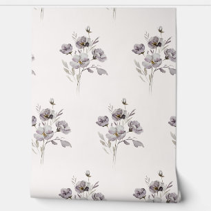 Aquarellfarbene delikate Blume gedämpft lila Tapete