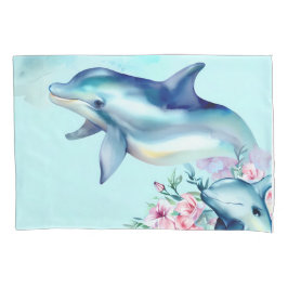 Aquarellfarbene Dolphin Kissenbezug