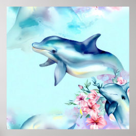 Aquarellfarbene Dolphin Poster