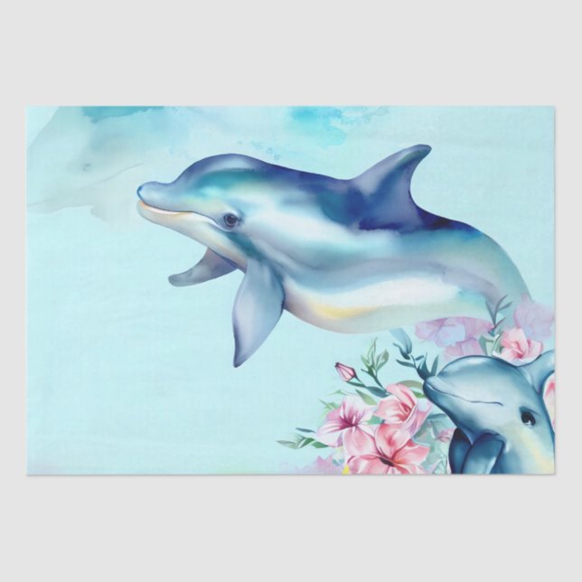 Aquarellfarbene Dolphin Seidenpapier (Vorderseite)