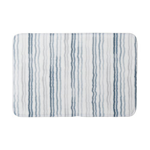 Aquarellfarbene dünne Streifen, schieferblau, grau Badematte