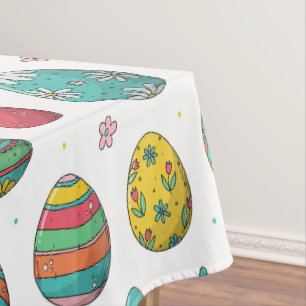 Aquarellfarbene Eier Tulpen Ostern Tischdecke