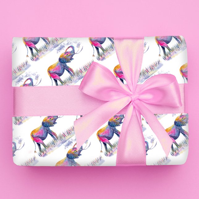 Aquarellfarbene Elefanten Geschenkpapier (Von Creator hochgeladen)