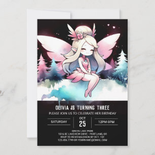 Aquarellfarbene Fairy Birthday Einladung