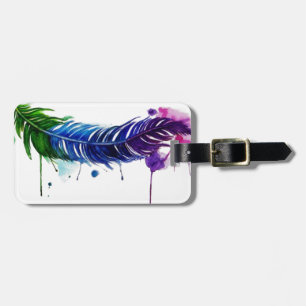 Aquarellfarbene Feder Gepäckanhänger