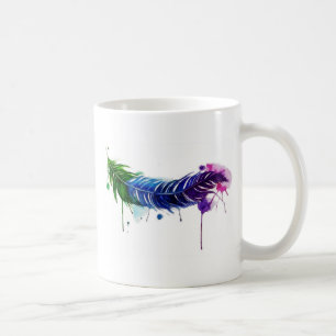 Aquarellfarbene Feder Kaffeetasse
